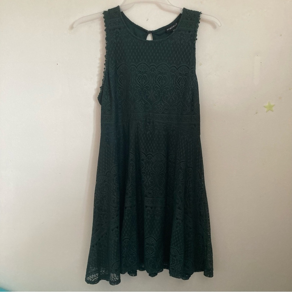 My Michelle green XL sleeveless lace overlay dress